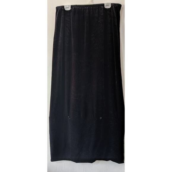 Vintage Lucia Lukken Black Velvet Maxi Skirt Whimsigoth Size XL Elastic Waist - Picture 3 of 8